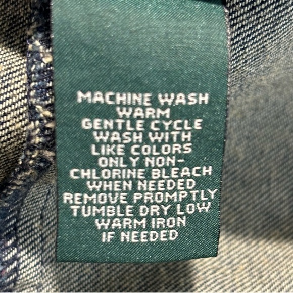 LAUREN RALPH LAUREN Sz 14 Denim Blazer Ruffle Wrist Brown Buttons Mid-Dark Wash - Picture 6 of 9